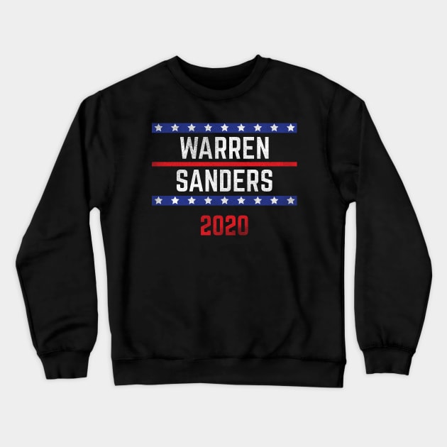 Elizabeth Warren and Bernie Sanders on the one ticket? Presidential race 2020 Distressed text Crewneck Sweatshirt by YourGoods